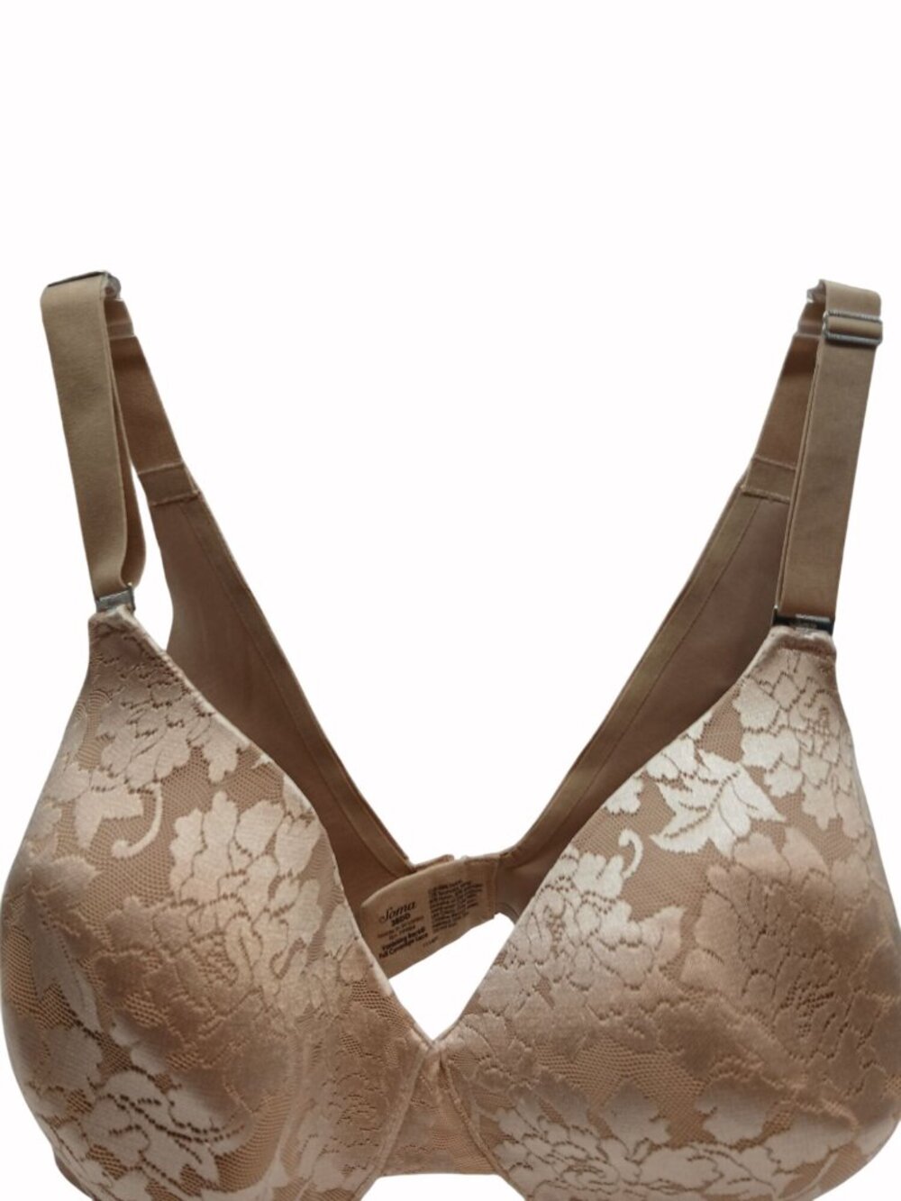 Soma Full Back Coverage Lace Padded Underwire Bra Beige Size 38DD Vanishing - Picture 4 of 13